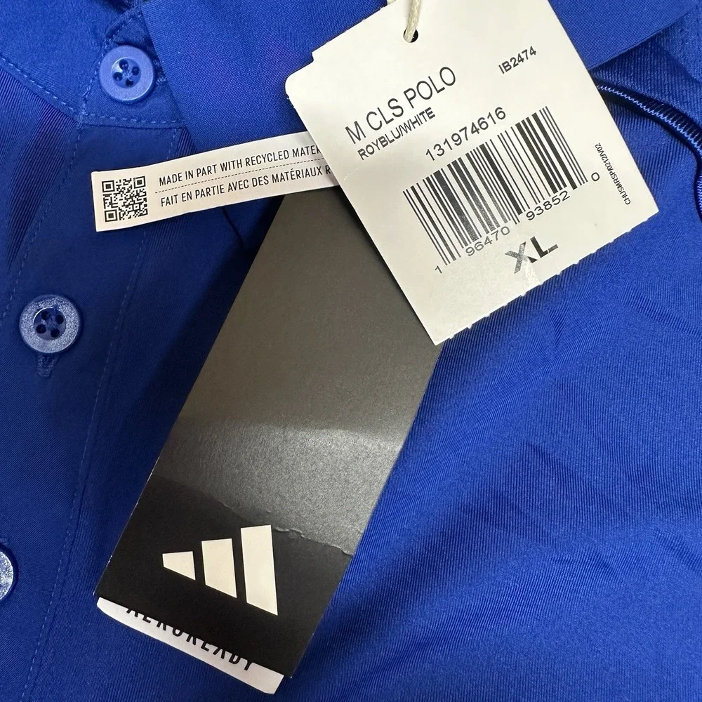 NWT Adidas Aeroready Royal Blue Button Up Polo Shirt Drake Basketball Men's XL‎